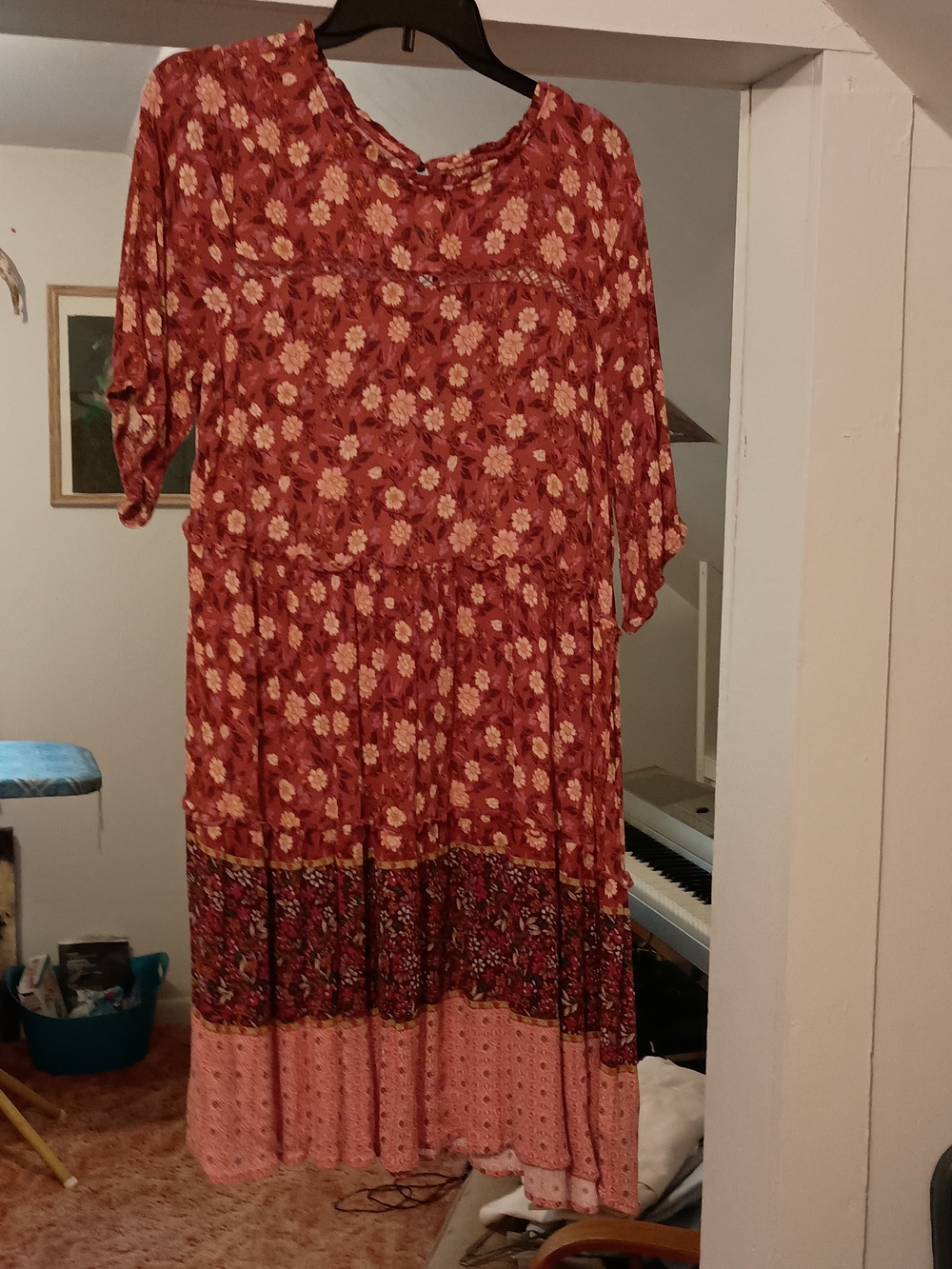 Knox Rose Rust Floral Tiered Midi Dress